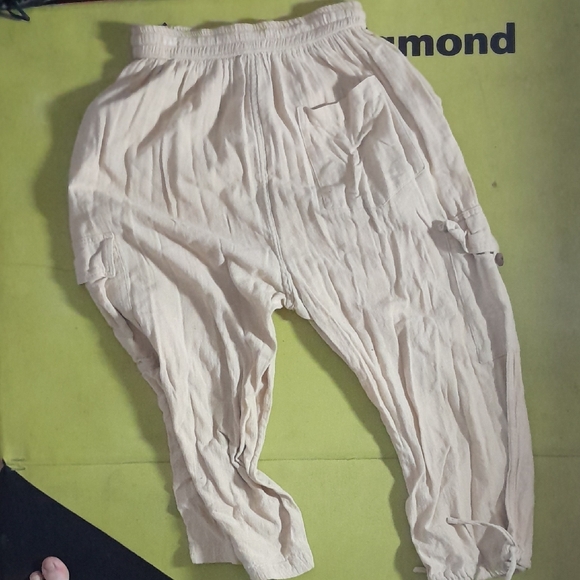 Cream Drawstring Pants - Picture 2 of 4
